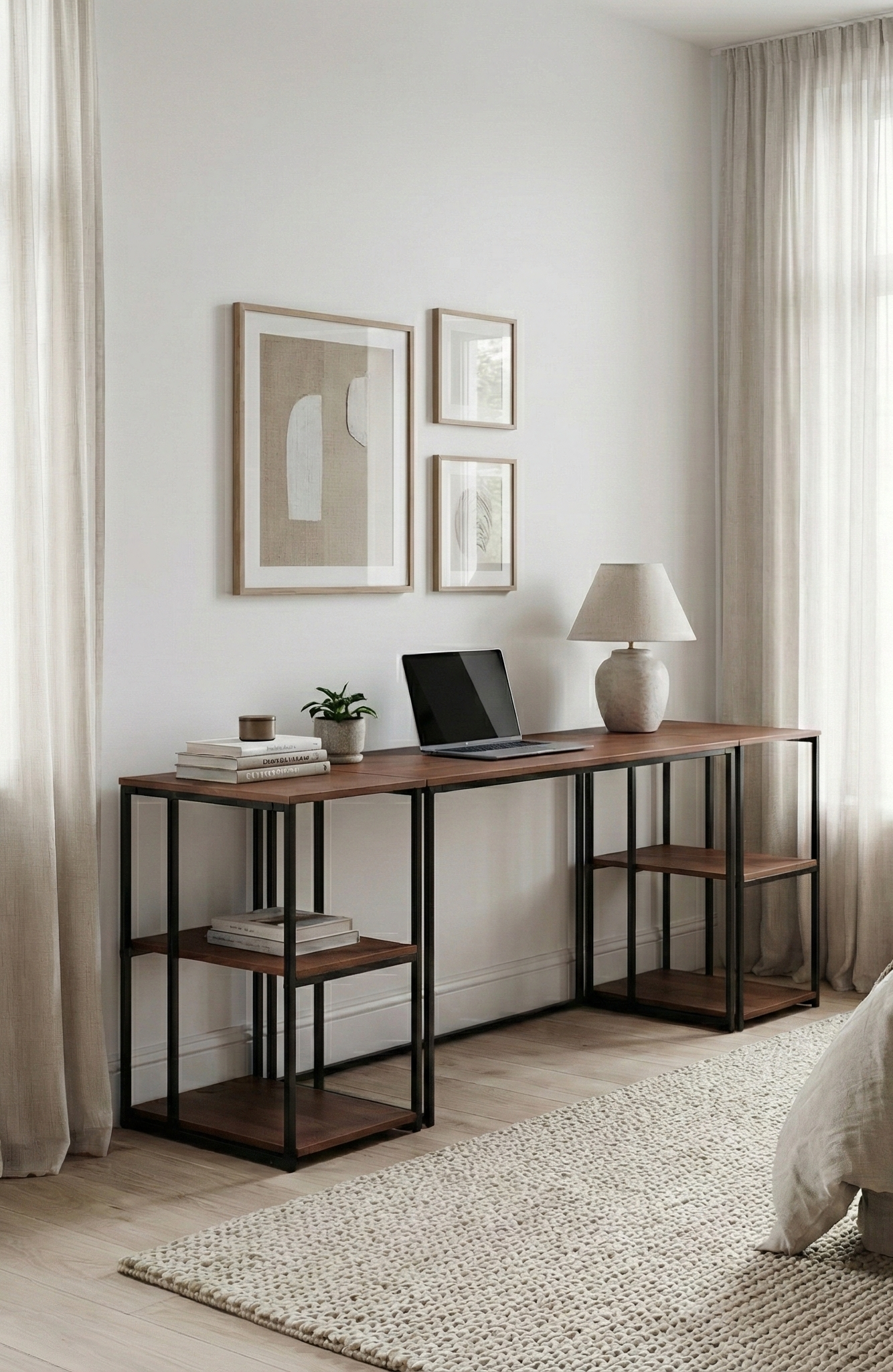 Block Desk With Double Side Shelving -BD8-BB