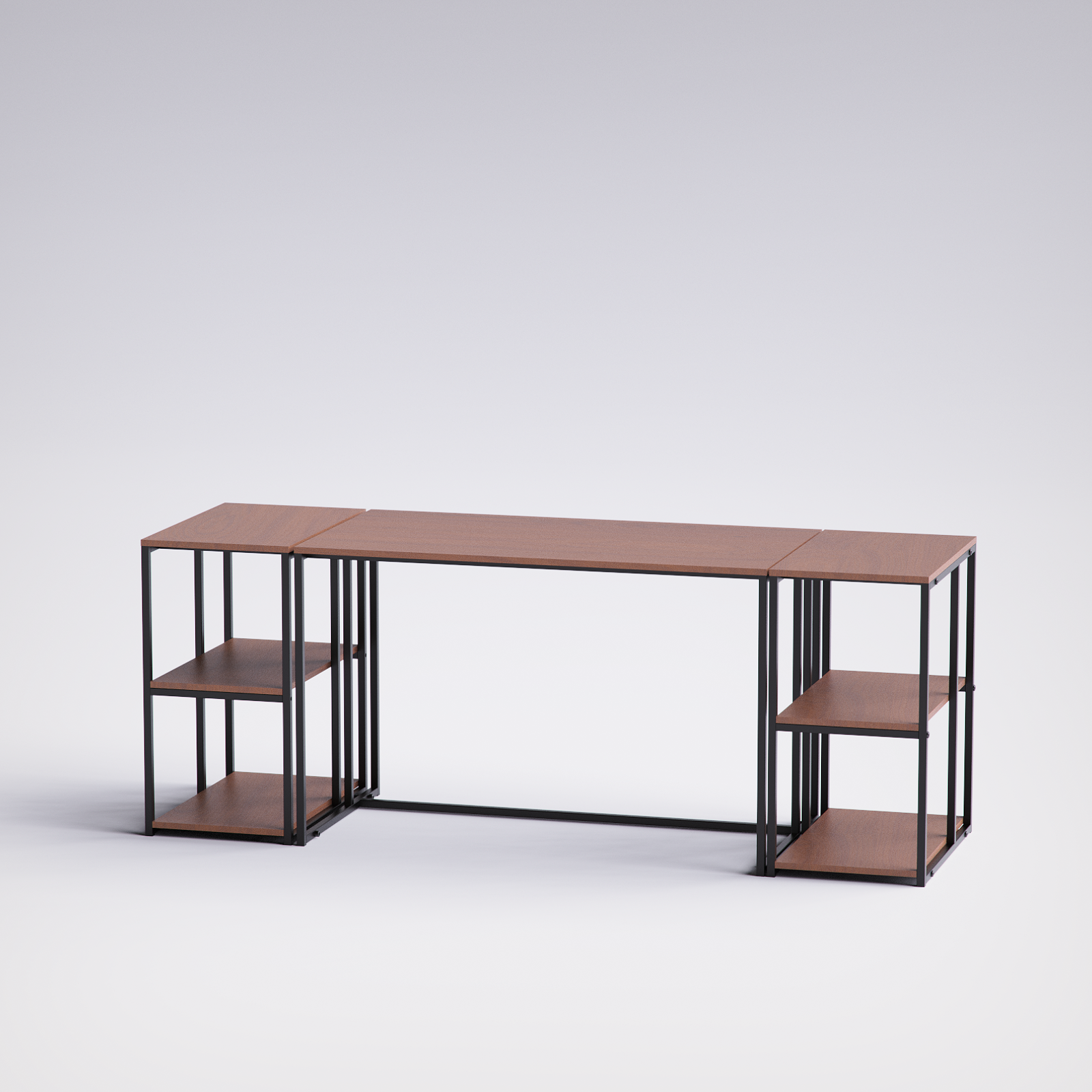 Block Desk With Double Side Shelving -BD8-BB