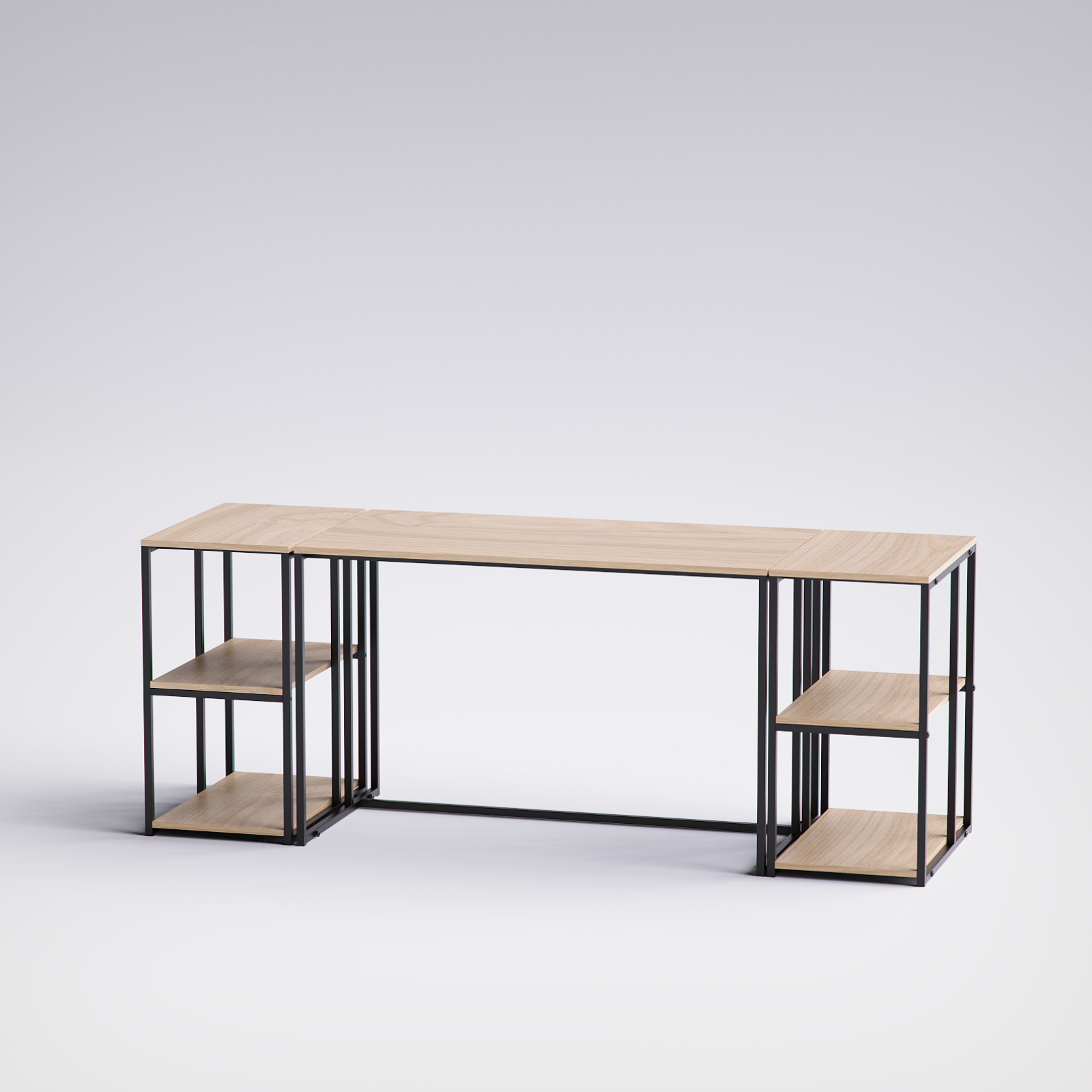 Block Desk With Double Side Shelving -BD8-BN