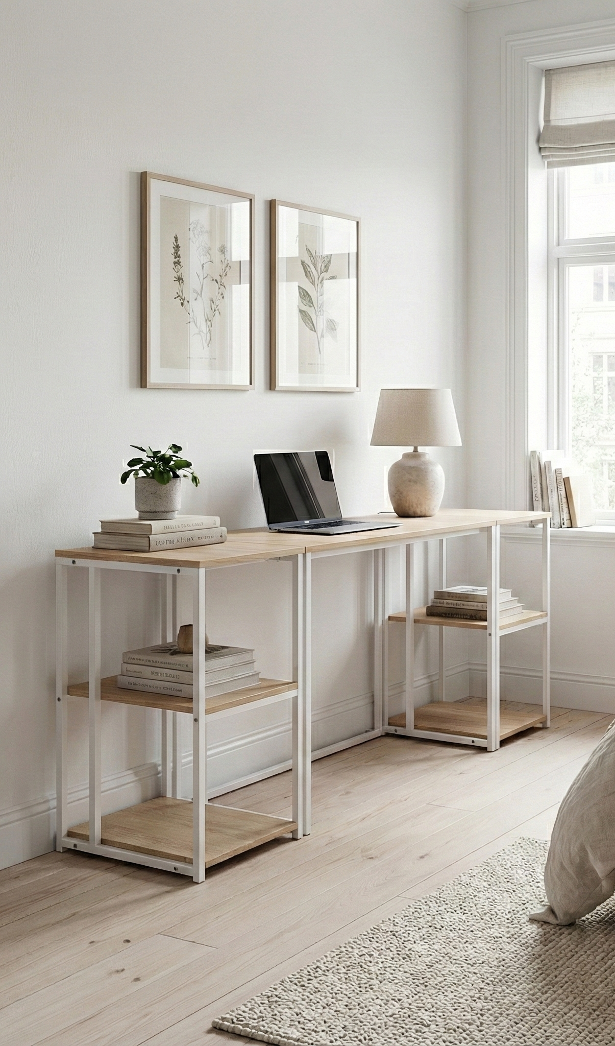 Block Desk With Double Side Shelving -BD8-WN