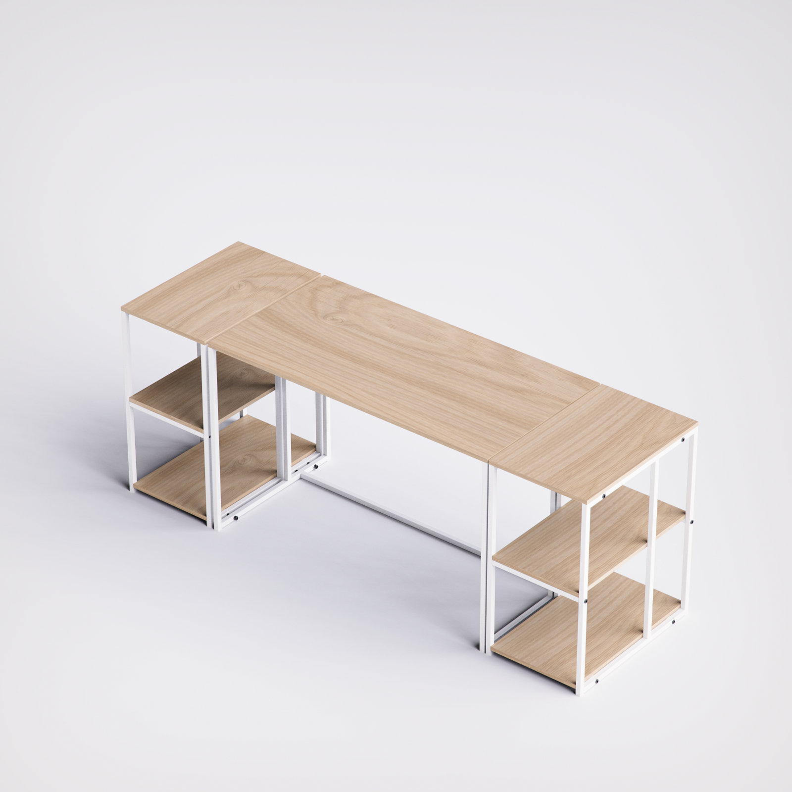 Block Desk With Double Side Shelving -BD8-WN