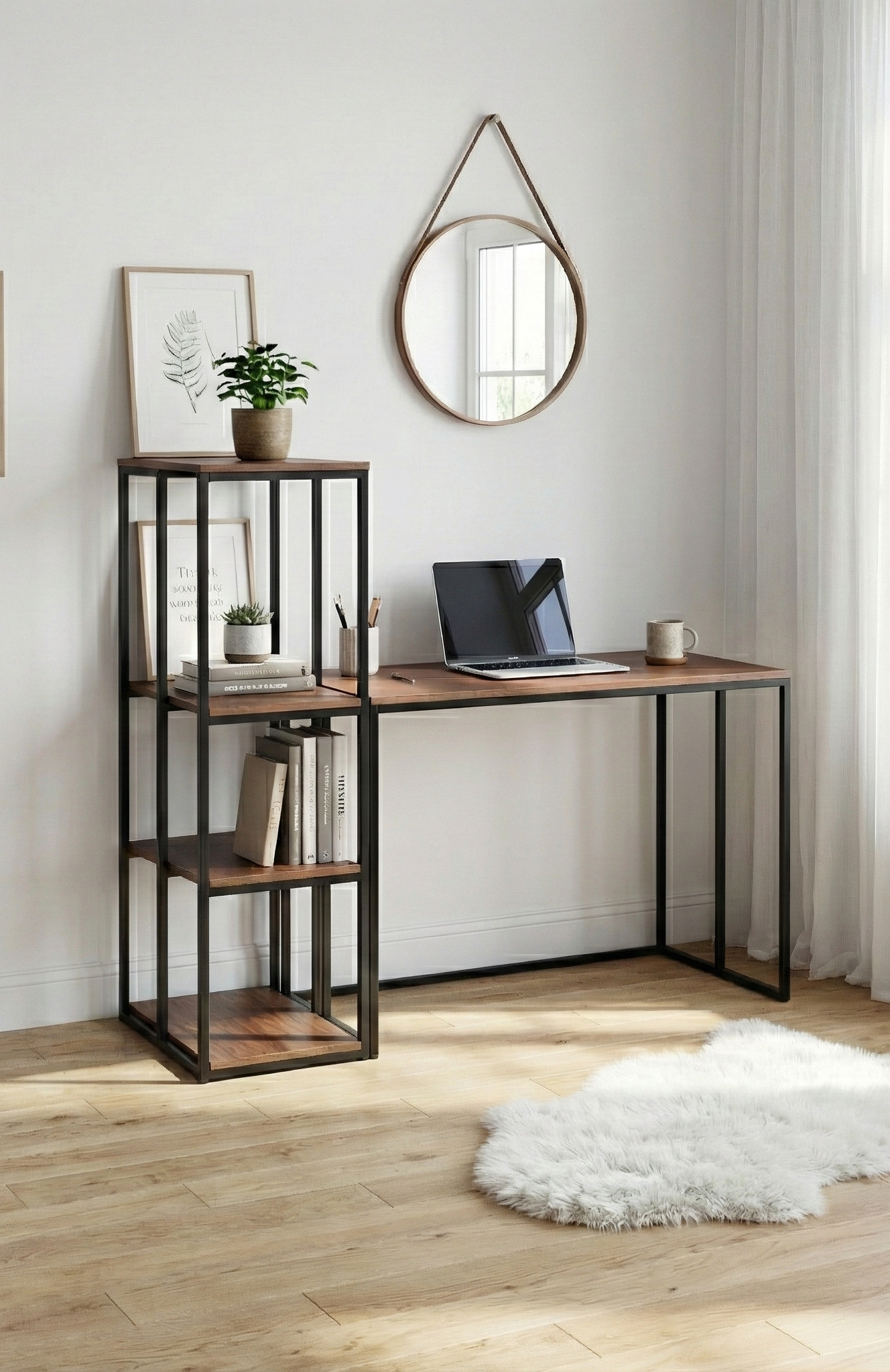 Block Desk With Side Display -BD6-BB