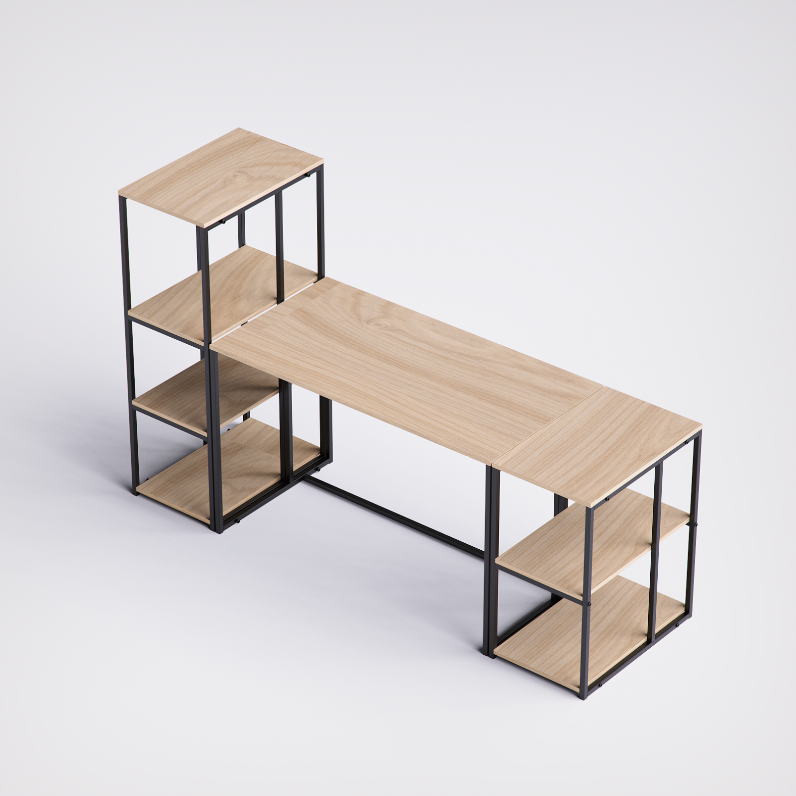 Block Desk With Side Display & Shelving -BD7-BN