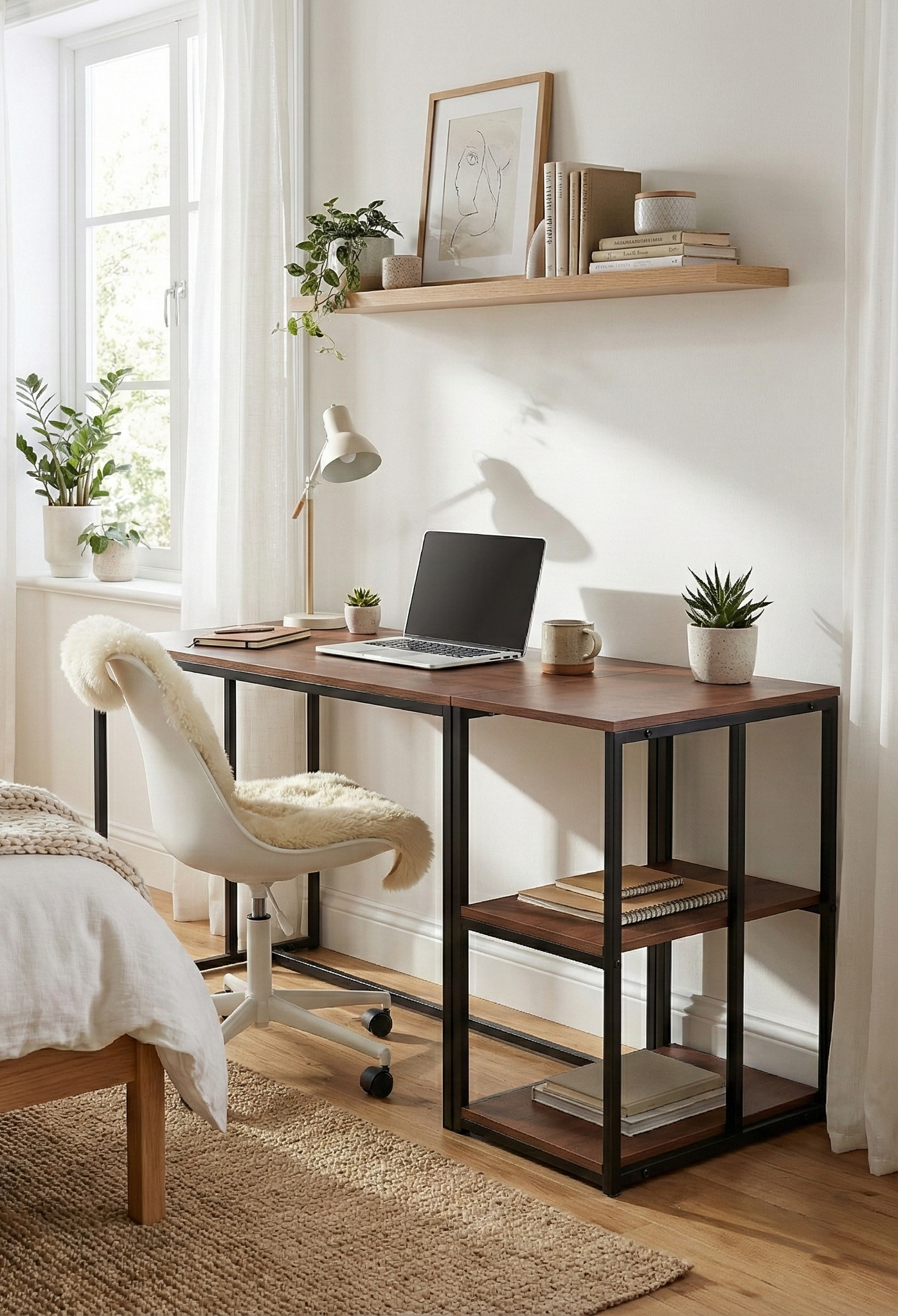 Block Desk With Side Shelving -BD5-BB