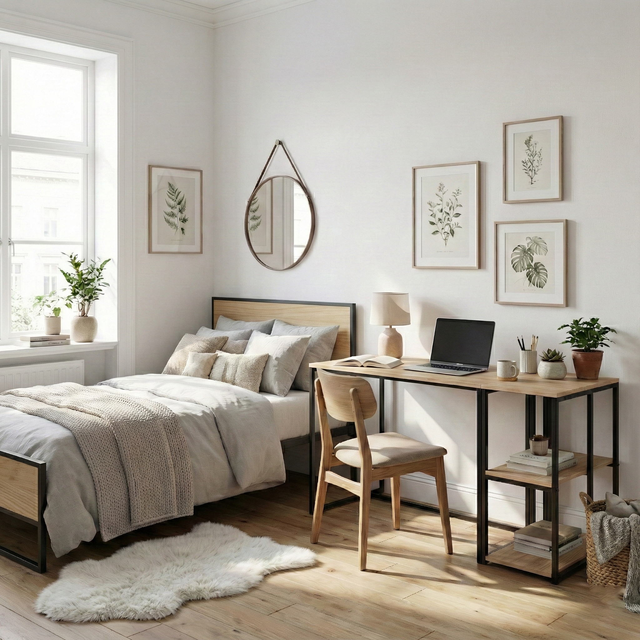 Block Desk With Side Shelving -BD5-BN