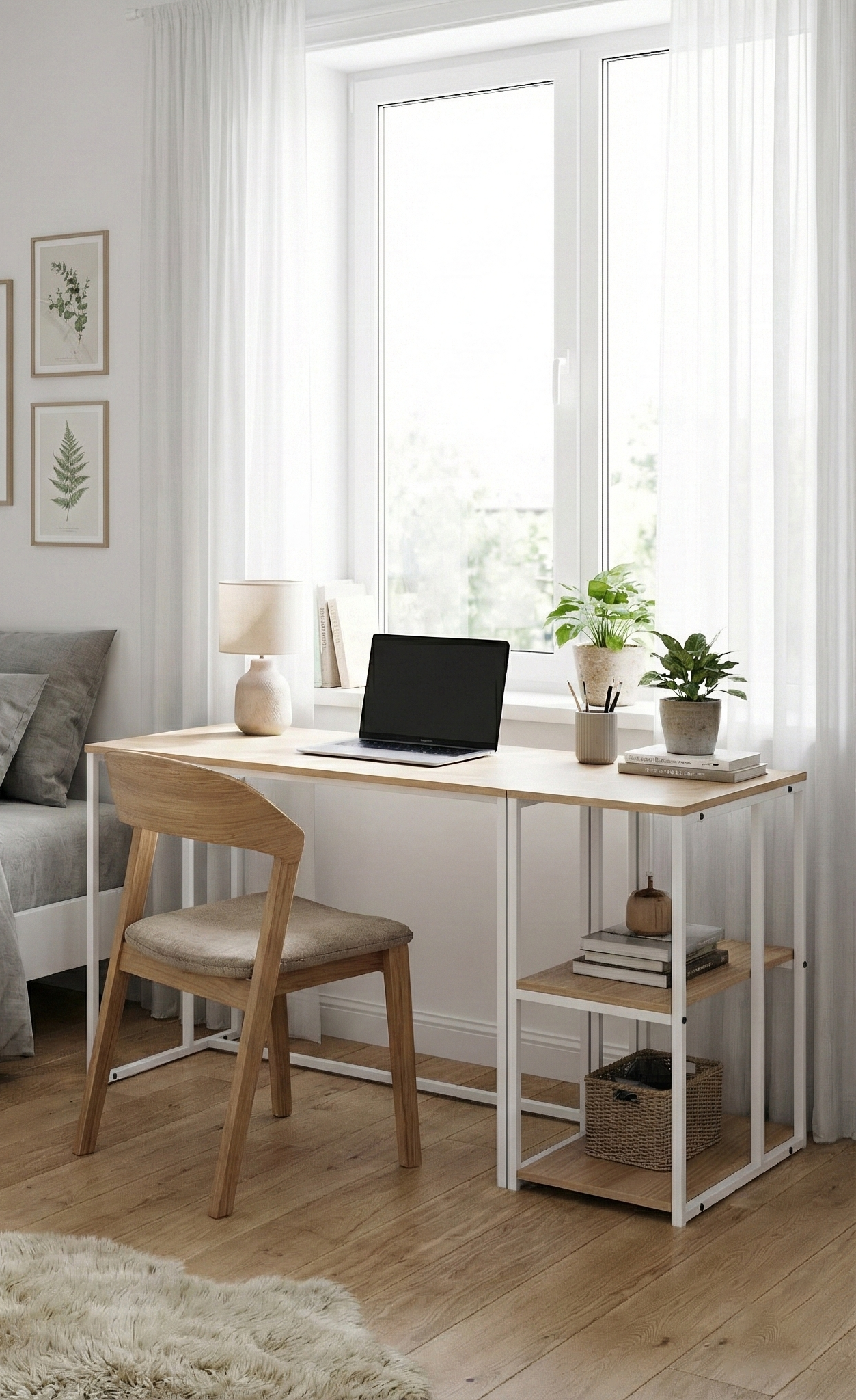 Block Desk With Side Shelving -BD5-WN