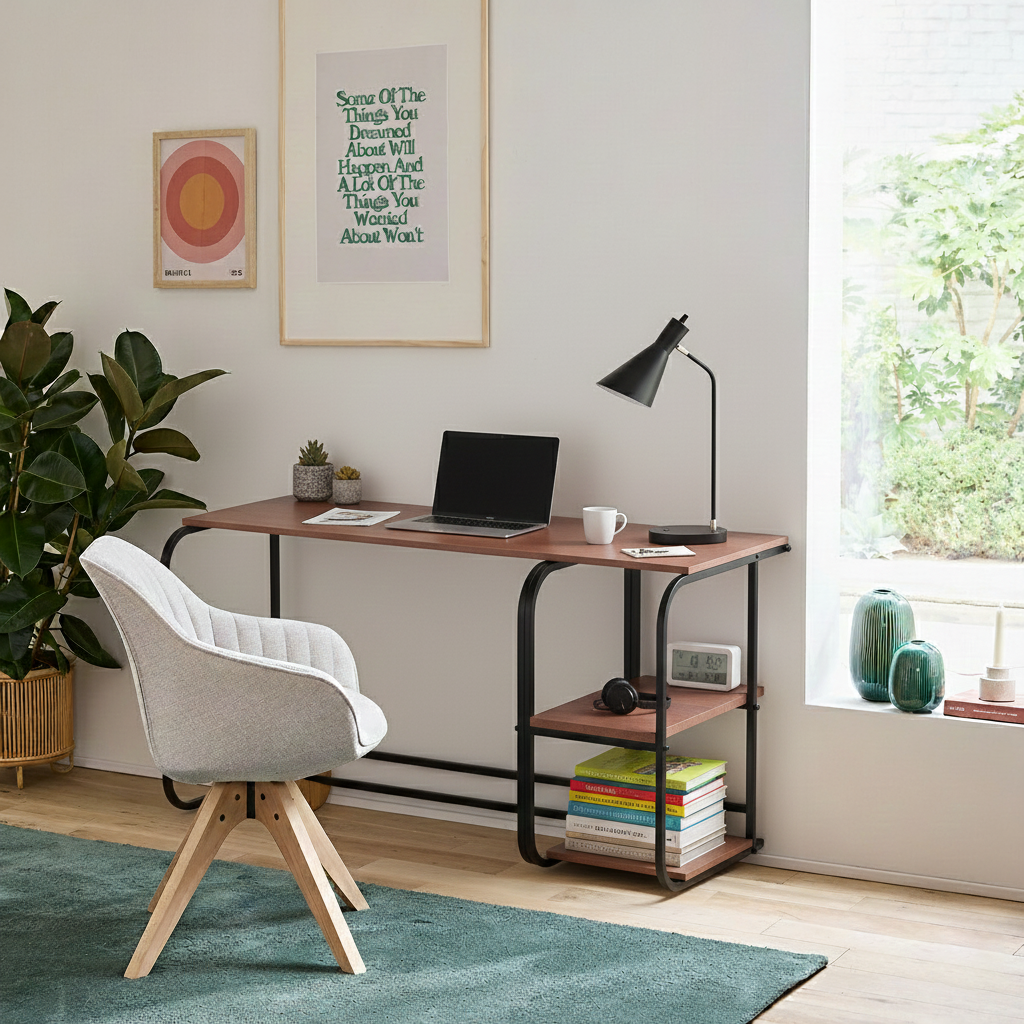 Swift Desk With Side Shelving -SD6-BB