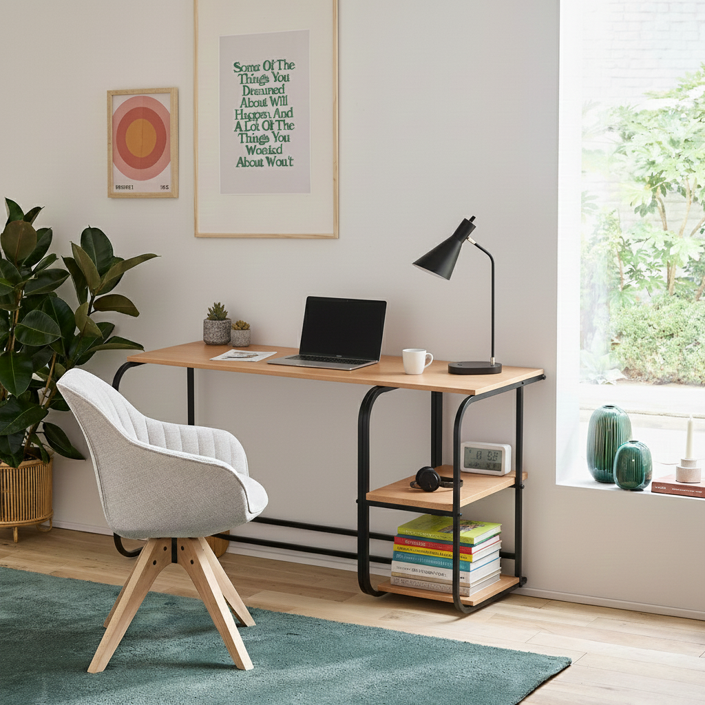 Swift Desk With Side Shelving -SD6-BN