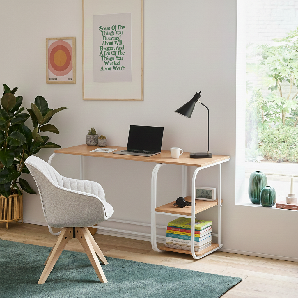 Swift Desk With Side Shelving -SD6-WN